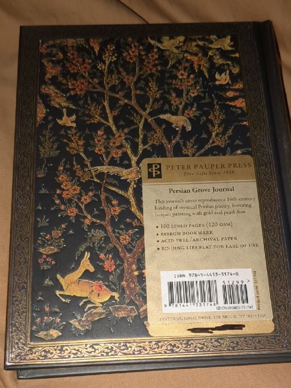 🦌Embroidered Black/Gold Floral Tree Hardcover Journal - Picture 5 of 6
